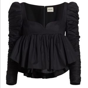 Khaite Katia Ruched Peplum Sweetheart Top